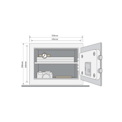 Mēbeļu, paaugstinātas drošības seifs YALE High Security , ar elektrisku slēdzeni (augstums: 25cm, platums: 35cm)